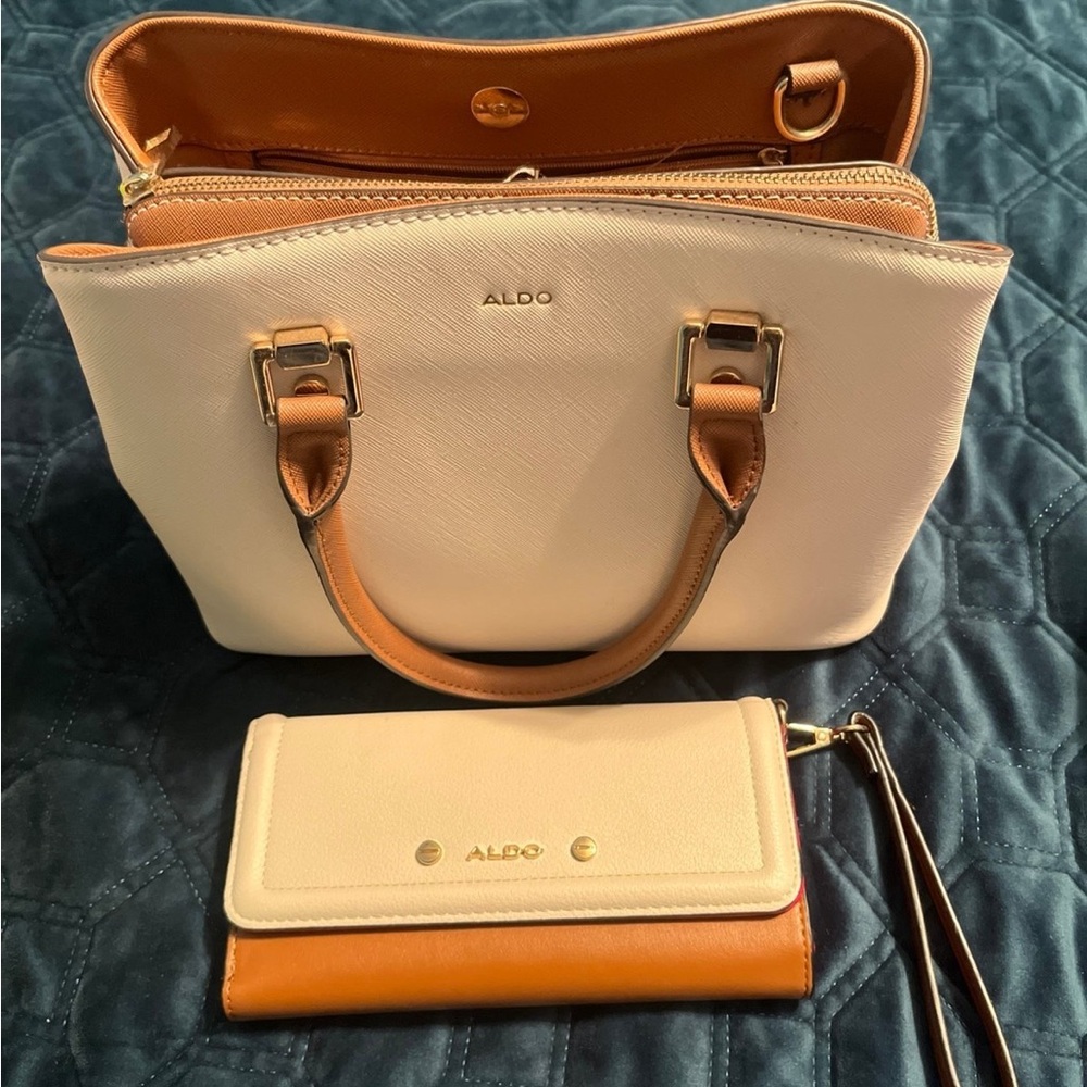 Aldo Cream And Tan Women's Bag Set - image 4